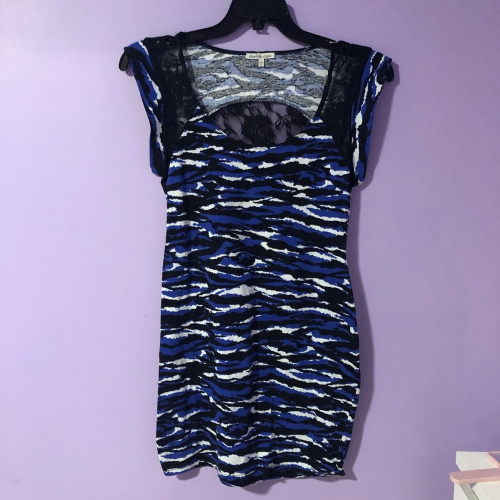 Charlotte Russe Zebra Lace Bodycon Mini Dress